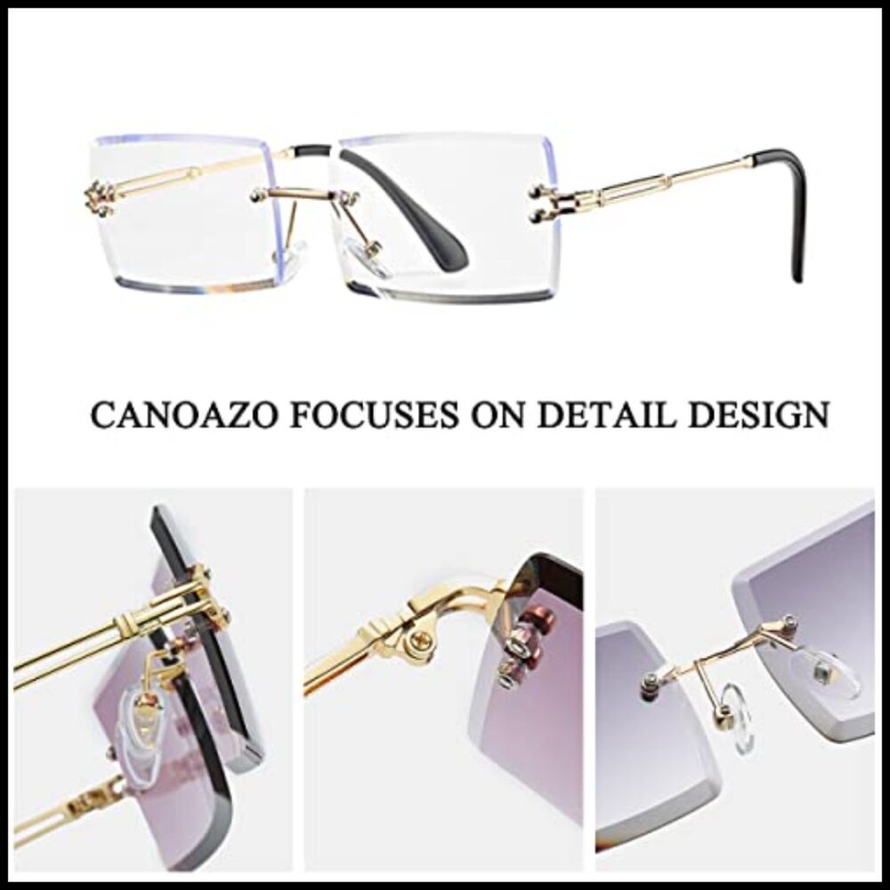 Rimless Rectangular Sunglasses Retro Frameless Y2… - image 4